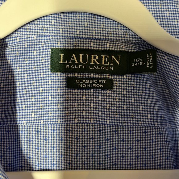 NWT Ralph Lauren Classic Fit Non Iron Blue Button Down Collared Dress Sh… - Picture 5 of 9
